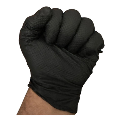Industrial Work Gloves Black, Powder Free, Diamond Textured Black Nitrile Gloves XS to XXL 8.5-10mil 10x100pcs/Bx